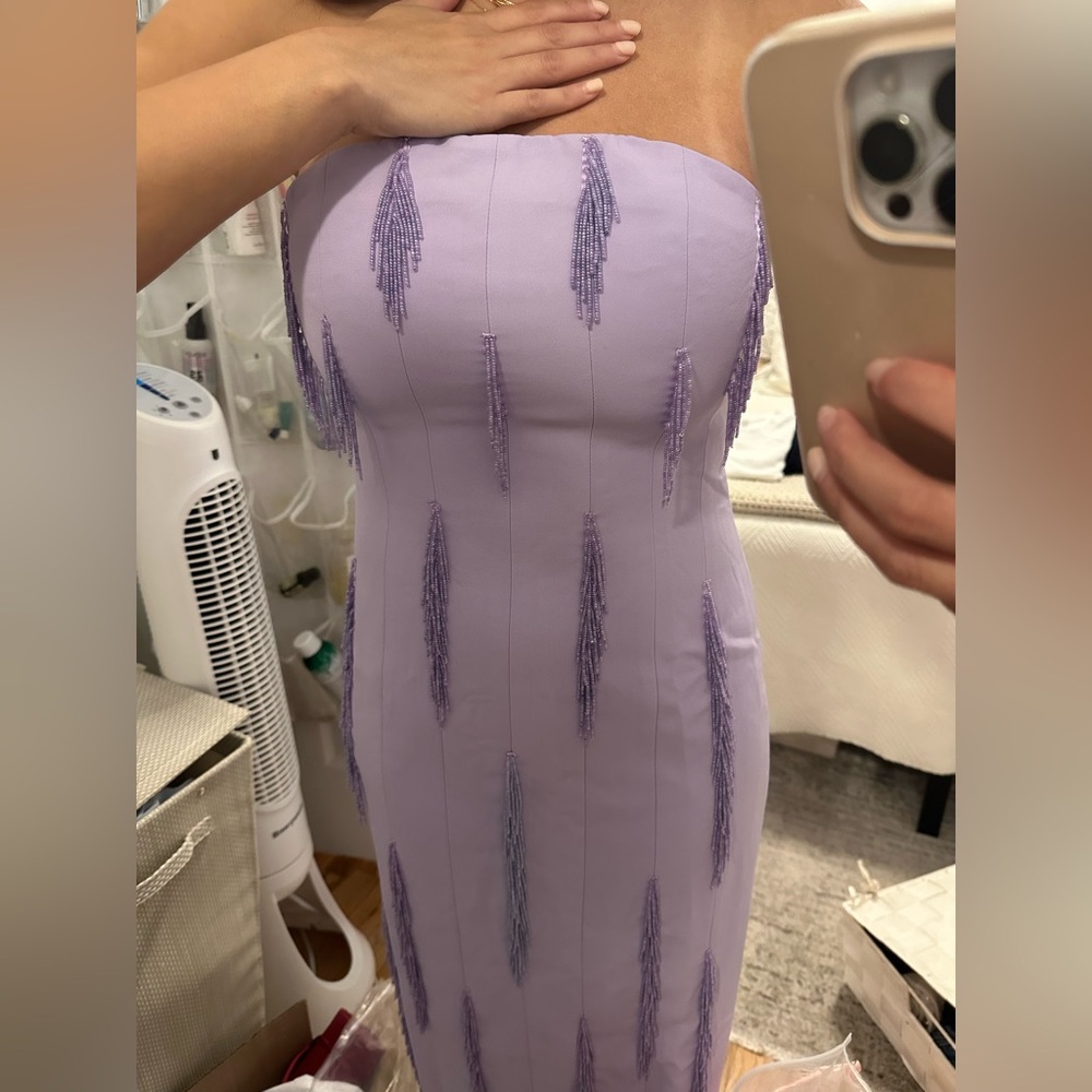 Elegant Strapless Lavender Evening Gown - Picture 5 of 5